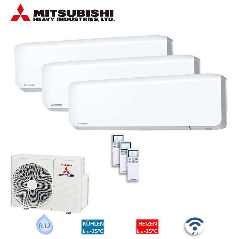 Mitsubishi Heavy Set 2 x SRK20ZS-WF + SRK35ZS-WF + SCM50ZS-W Außengerät Klimaanlage 2,0/3,5kW WiFi